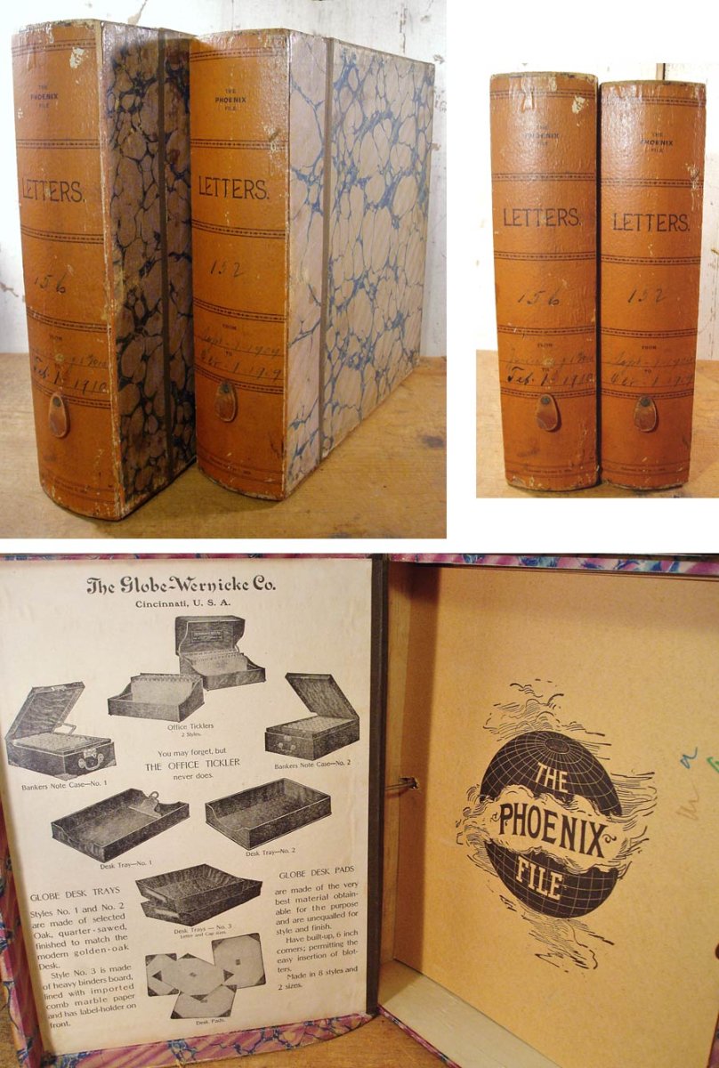 画像1: 2-sets 1900-10's "ADVERTISING" Wood/Cardboard Office File Box (1)