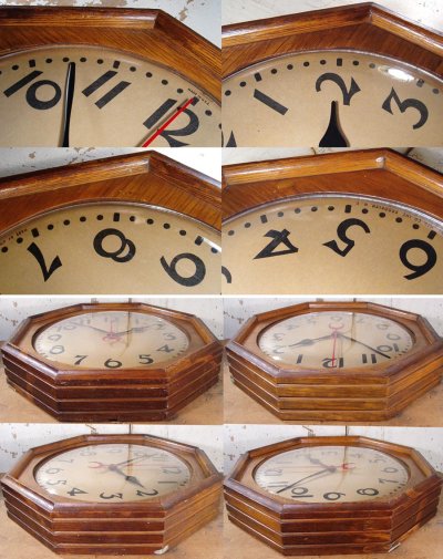 画像3: 1930-40's "Super-DECO" Wood Octagon Wall Clock