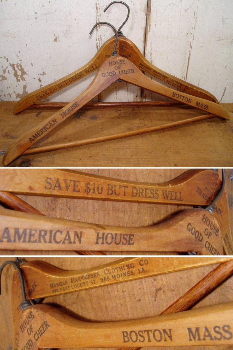 画像1: 2-sets Advertising Wood Hangers (1)