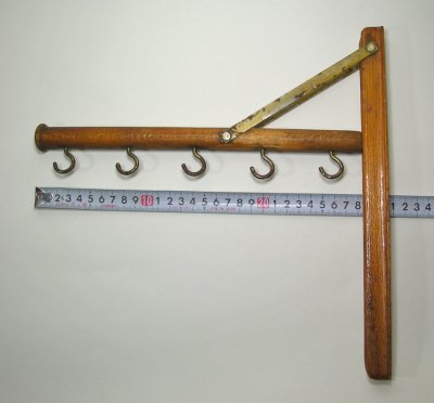 画像3: 1920's  "Wood＆Seel" Wall Mount Folding Hanger Rack