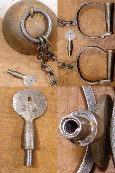 画像1: 1870-1900's Prisoner's Ball＆Chain w/KEY　囚人用足かせ