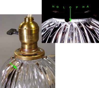 画像1: 1920-30's "HOLOPHANE" Ribbed Glass Pendant Lamp