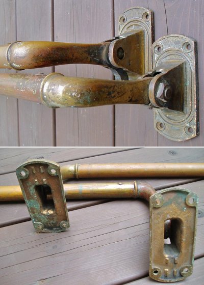 画像1: 2-sets Early 1900's Cast Brass "Door Handles"