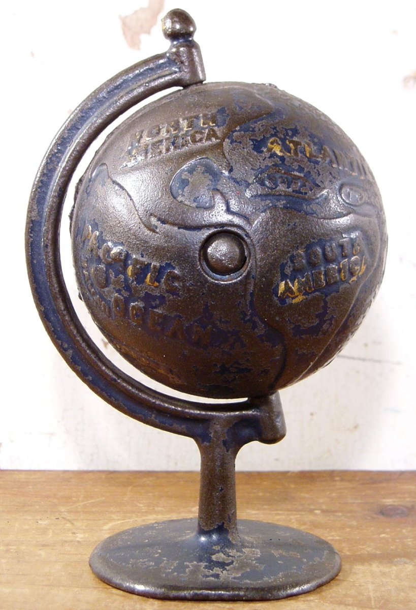 画像1: 1900's "CAST IRON" GLOBE BANK 【DARK BLUE】 (1)