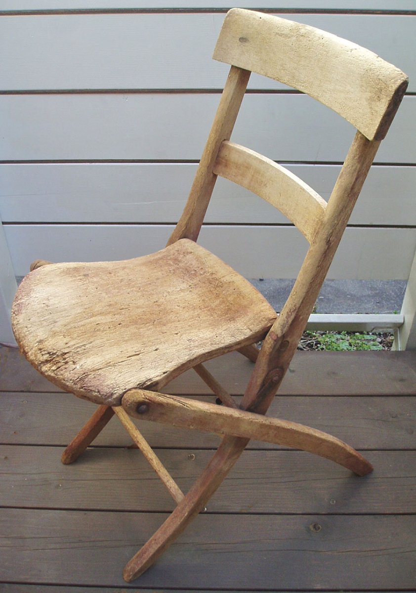 画像1: "Rochester N.Y. 1800's" Primitive Folding Wood Chair  (1)