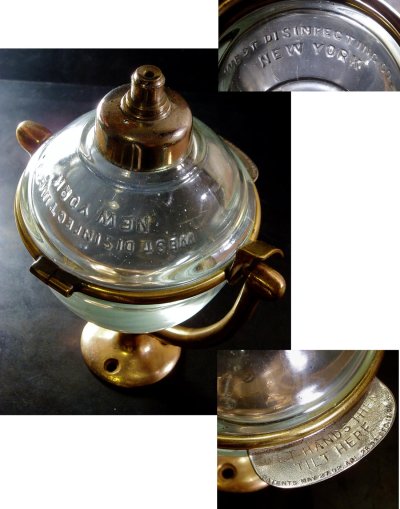 画像1: 1910-20's "N.Y." Glass Liquid Soap Dispenser