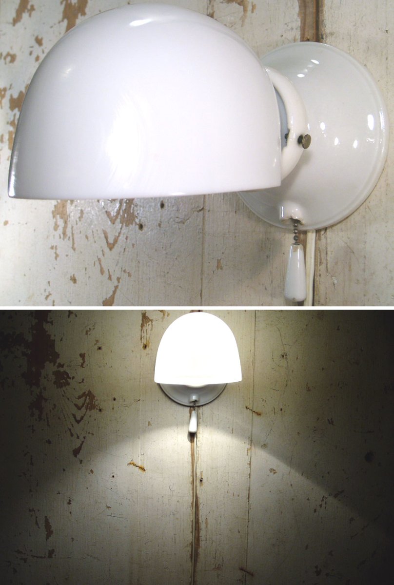 画像1: 1940's DECO "Porcelain＆Milk Glass" Bathroom Lamp (1)