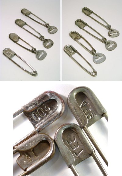 画像1: 【10-sets】1930-40's "KEY TAG" Big Laundry Pins