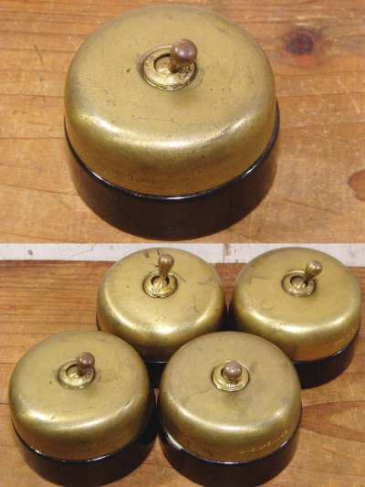 画像1: 1920-30's "Brass＆Porcelain" Toggle Switch