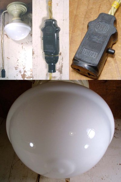 画像1: 1920-30's "ART DECO" Ceiling Light Fixture w/Pendant Switch