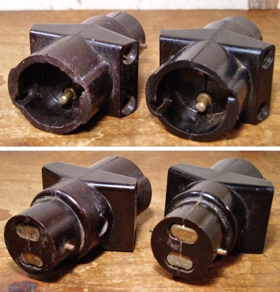 画像1: 【処分品】  2-sets French Electric Bakelite Socket Splitter