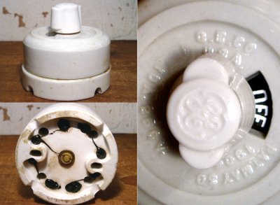画像1: 【Dead-Stock】1910-20's "General Electric" Porcelain Switch 