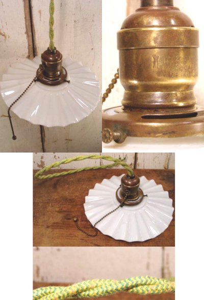 画像3: Antique "Petticoat Milk Glass" Pendant Lamp