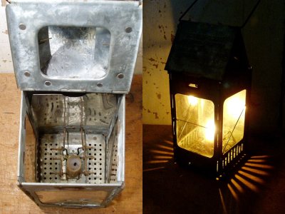 画像2: 1910-20's "Galvanized Steel" Folding Candle Lantern