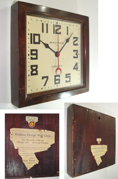 画像1: 1930-40's "Art-Deco" Wood Case Wall Clock