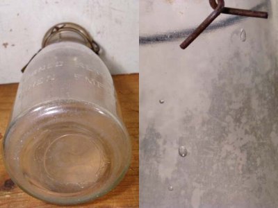 画像2: 1910-20's "Embossed" Glass Milk Bottle with Brass Tag