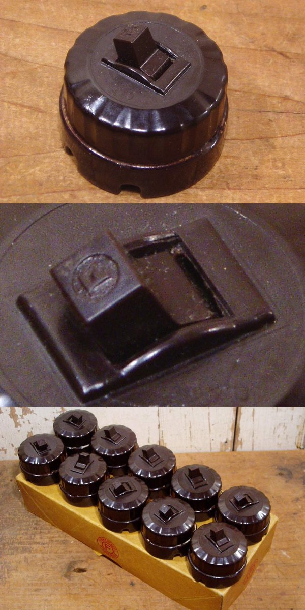 画像1: Dead-Stock "Porcelain Base" Bakelite Switch【Art Déco】 (1)
