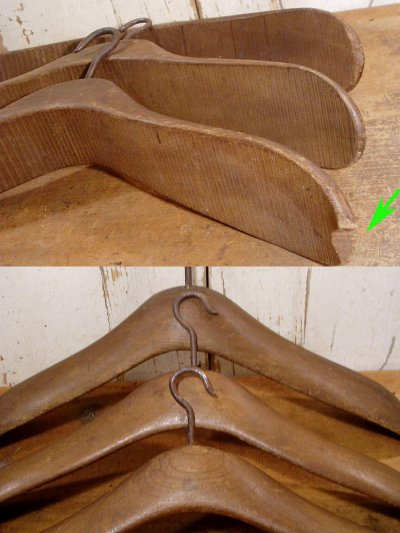 画像2: 1800 - early1900's "VERY THICK !!"  Solid Wood Hanger 3-set