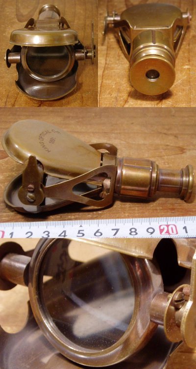 画像3: 1920-30's Folding Brass Pocket Telescope w/ Leather porch