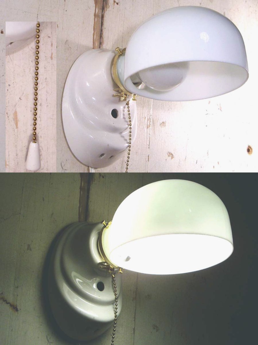 画像1: 1940's "Ceramic＆Milk Glass" Bathroom Lamp  (1)