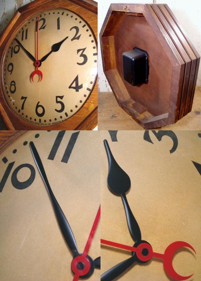 画像2: 1930-40's "Super-DECO" Wood Octagon Wall Clock