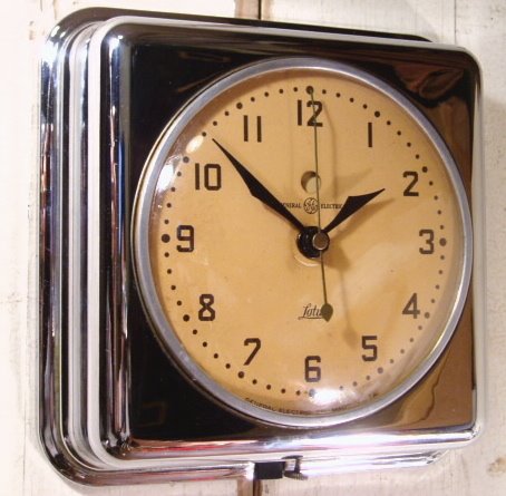画像1: 40's G.E. "Chrome" Antique Kitchen Clock (1)