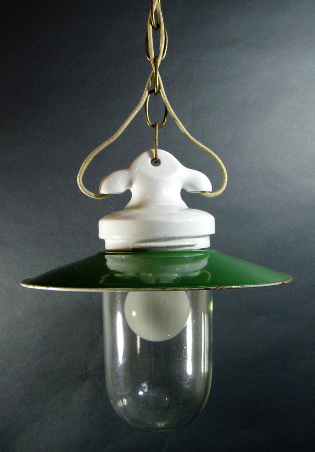 画像1: 1930's German Deco Pendant Light【Green】 (1)