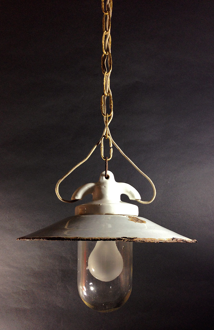 画像1: 1930's "Shabby" German Deco Pendant Light (1)