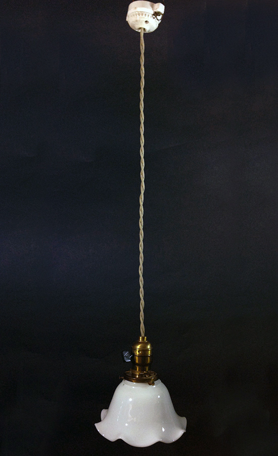 画像1: 1920-30's "Ruffled Milk Glass" Pendant Lamp (1)