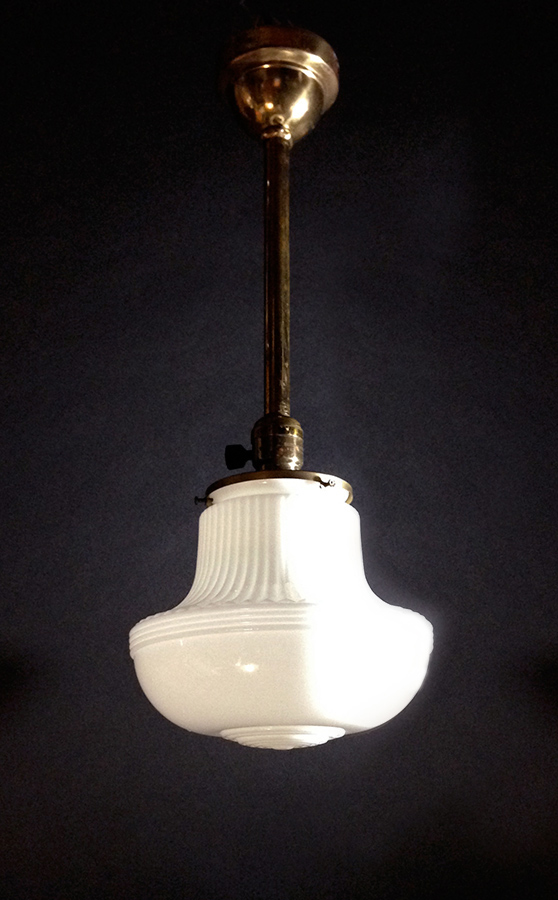 画像1:  1910-20's "Milk Glass" School House Ceiling Light  (1)
