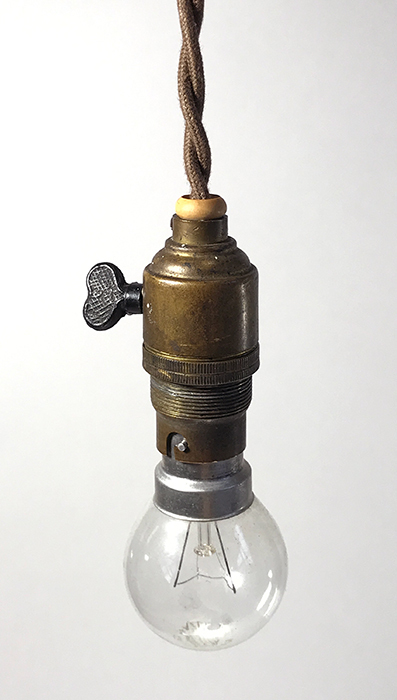 画像1: 1920-30's "Bare bulb" Brass Pendant Lamp【B22】 ♡Heart Shaped Switch♡ (1)