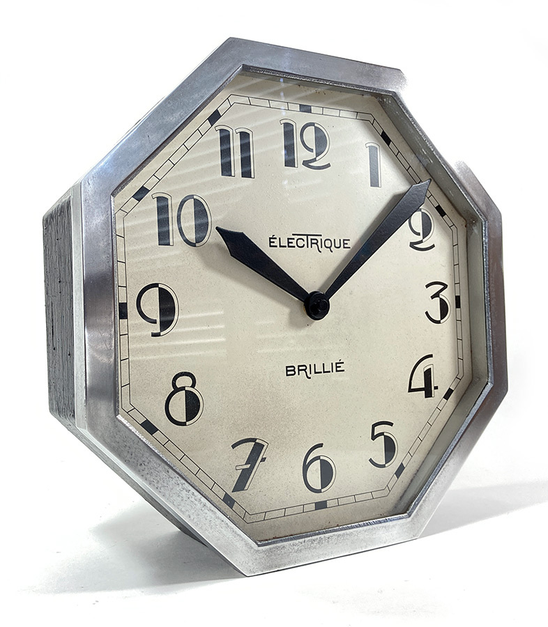 画像1: 1930's French ☆BRILLIE☆ Octagon Wall Clock  【BLACK & SILVER】 (1)