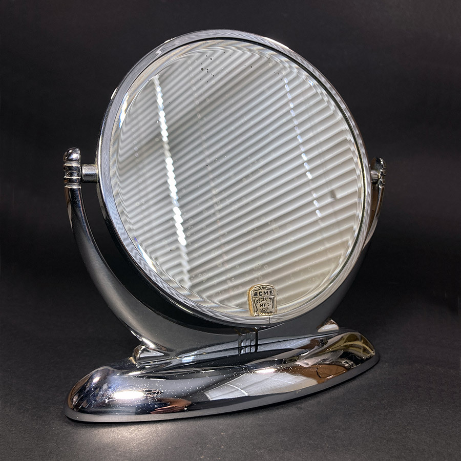 画像1: 1930-40's Art Deco  【The ACME Speciality Mfg. Co】  Chromed Vanity Mirror (1)