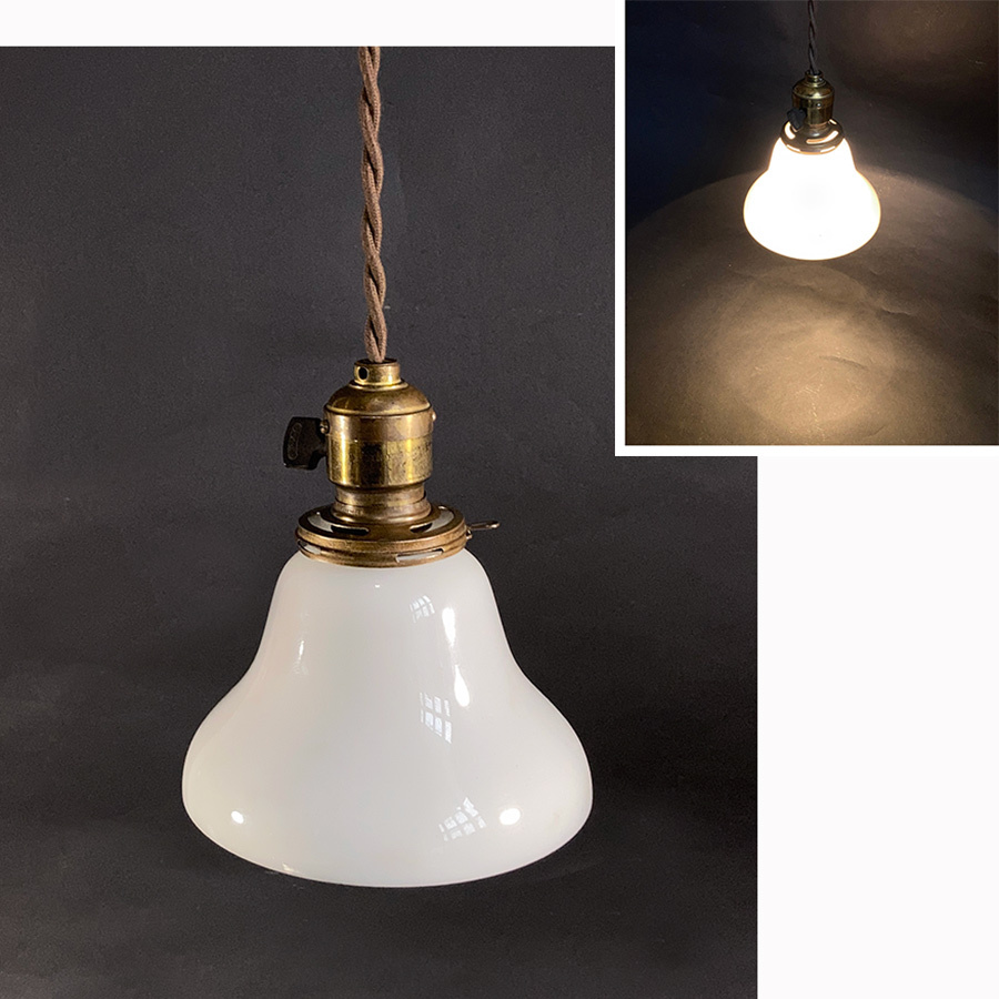 画像1: 1900-10's "Milk Glass" Pendant Lamp (1)