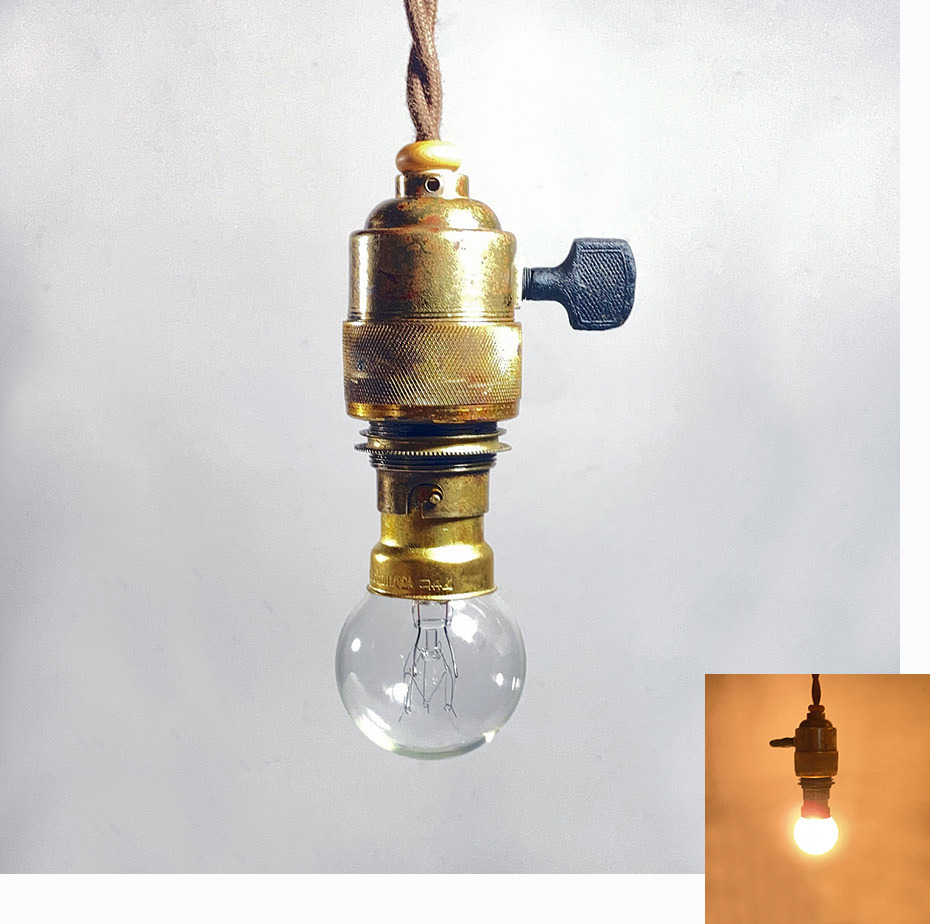 画像1: 1930's "Bare bulb" Brass Pendant Lamp【B22】 (1)