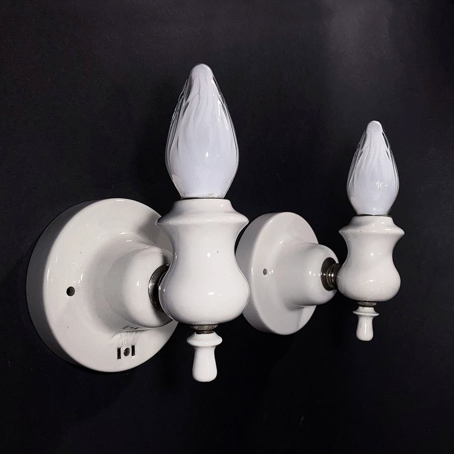 画像1: 1920's "Art Deco" Porcelain Candle Lamp 【２台セット】 (1)