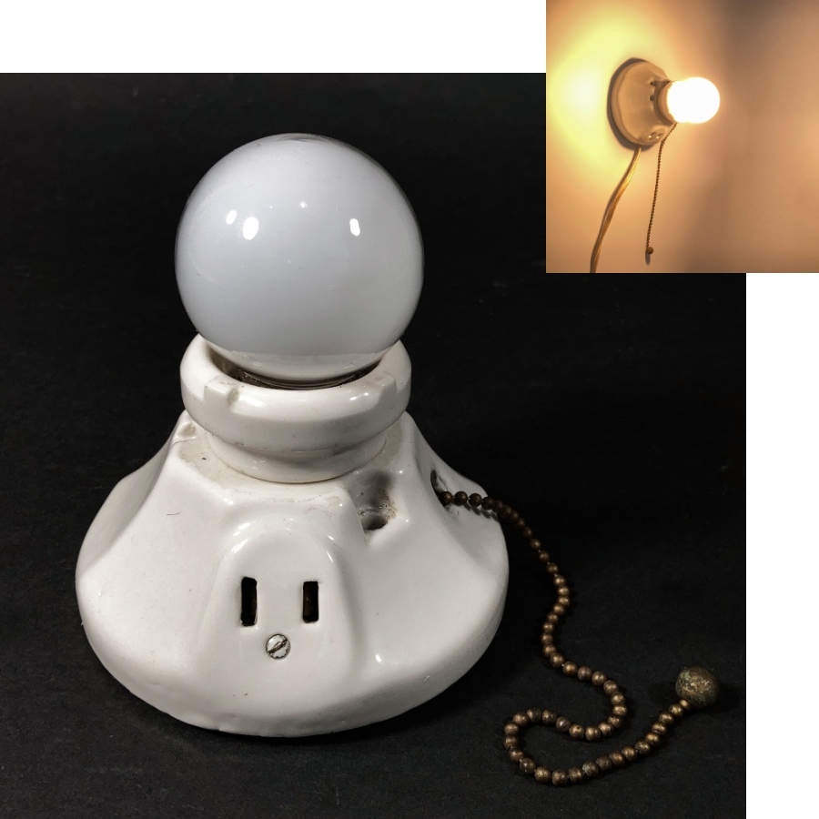 画像1: 1920-30's Art Deco Porcelain Bare Bulb Light (1)