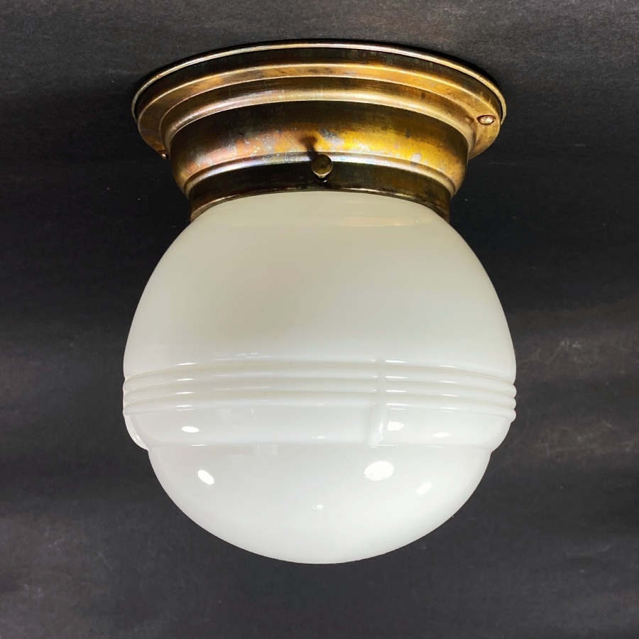 画像1: 1920's Art Deco "Milk Glass" Ceiling Light  (1)