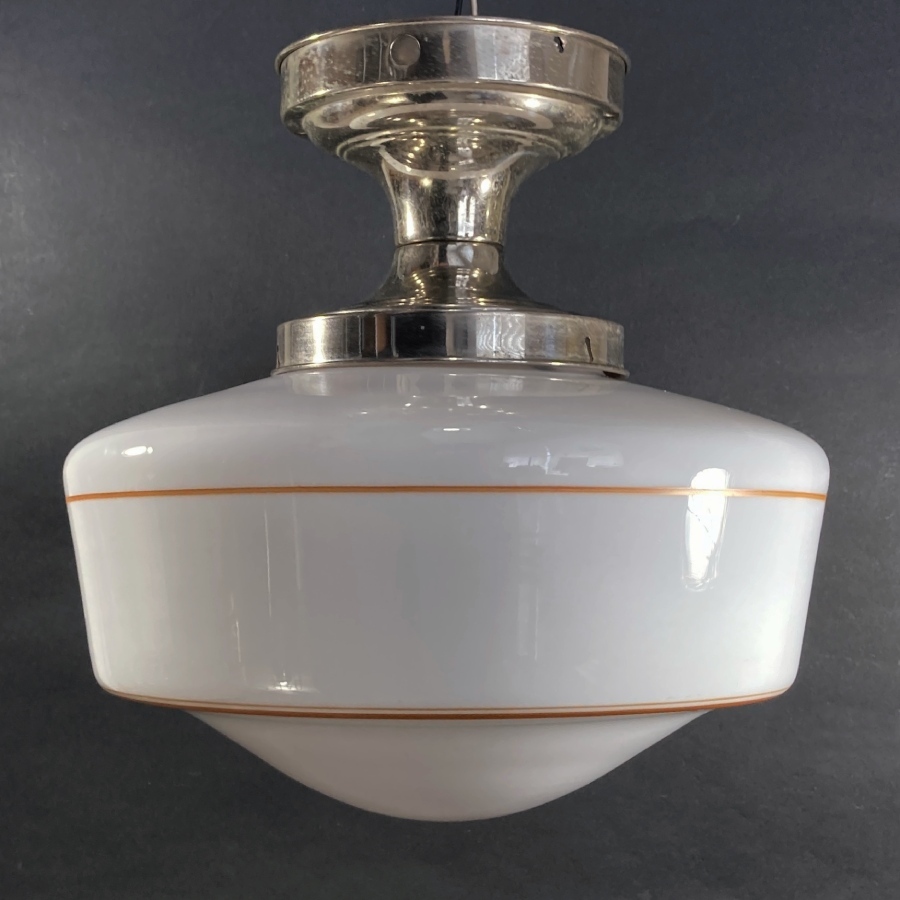 画像1: ☆BIG!!☆  1920's Art Deco "Milk Glass" School House Ceiling Light  (1)