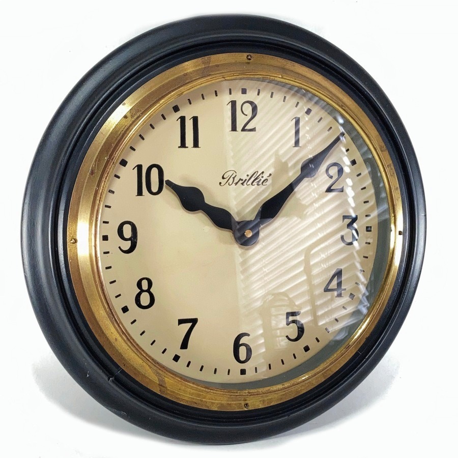 画像1: 1910's ☆BRILLIE☆   French Art Deco Wooden Wall Clock  【Gold×Black】 (1)