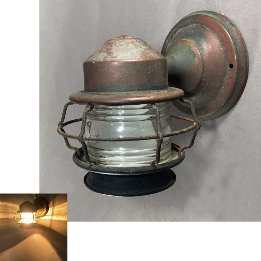 画像1: 1930-40's "Shabby" Caged Porch Lamp (1)