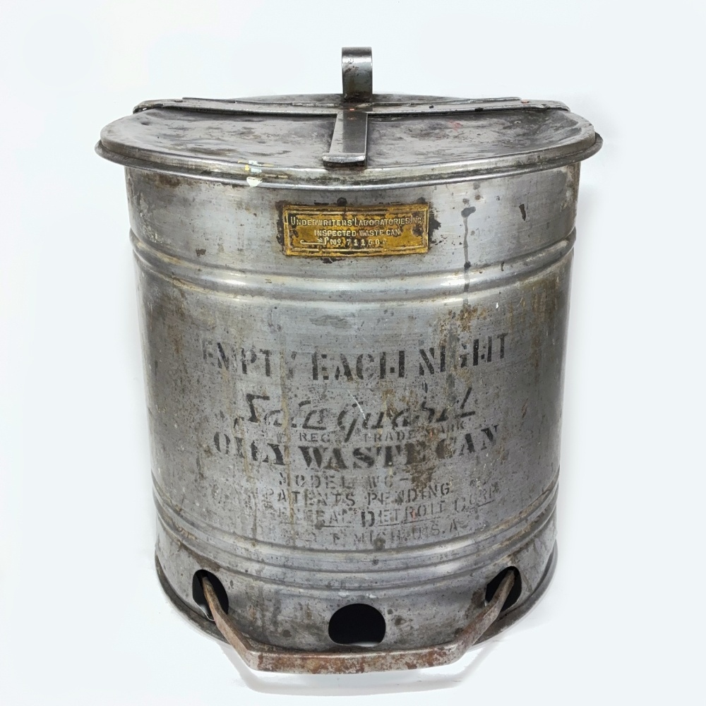 画像1: 1930's ★SAFE GUARD★ Stenciled Oily Waste Can (1)