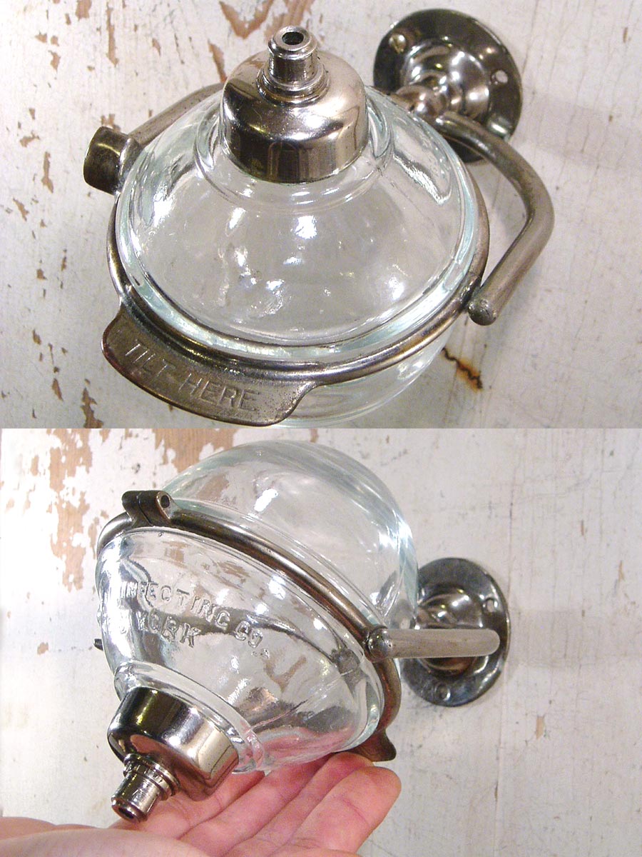 画像1: 1910-20's "N.Y." Glass Liquid Soap Dispenser (1)