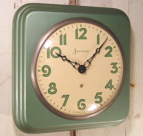 画像1: 30-40's Wood Kitchen Clock (1)