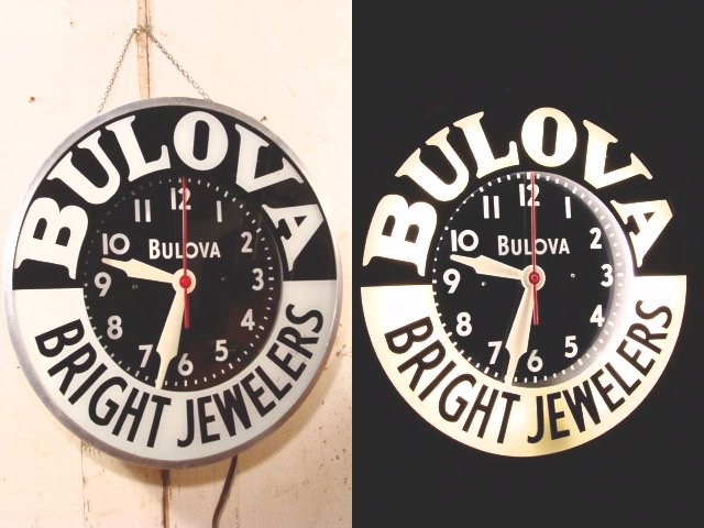 画像1: 50's BULOVA Black & White "Neon" Wall Clock (1)