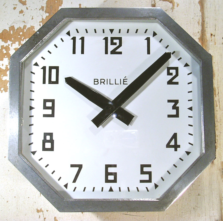 画像1: 1930-40's French "BRILLIE" Octagon Wall Clock (1)