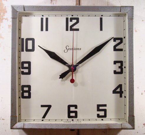 画像1: 1930〜40's "Art-Deco" Metal Case Wall Clock (1)