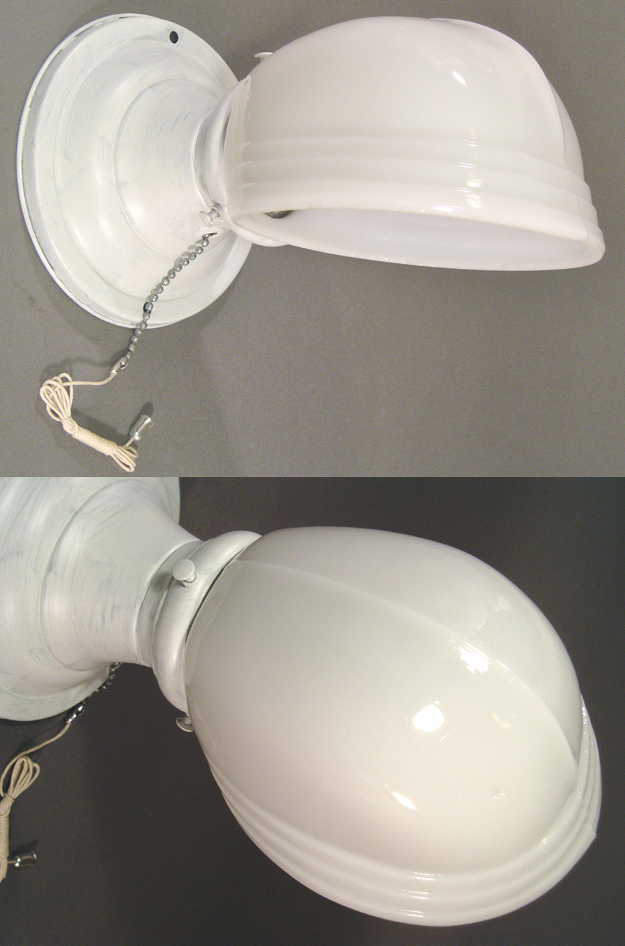 193040's "ART DECO" Milk Glass Bathroom Lamp F U N N Y